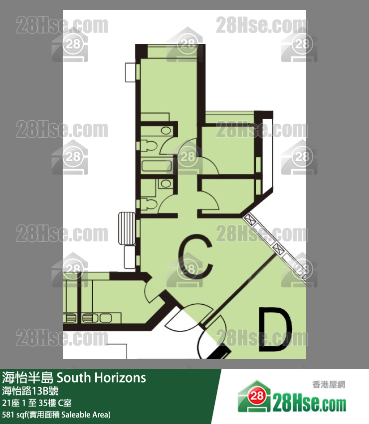 海怡半島 21座 8樓 C室 平面圖