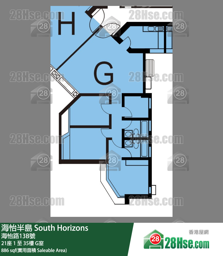 海怡半島 21座20樓 G室 平面圖