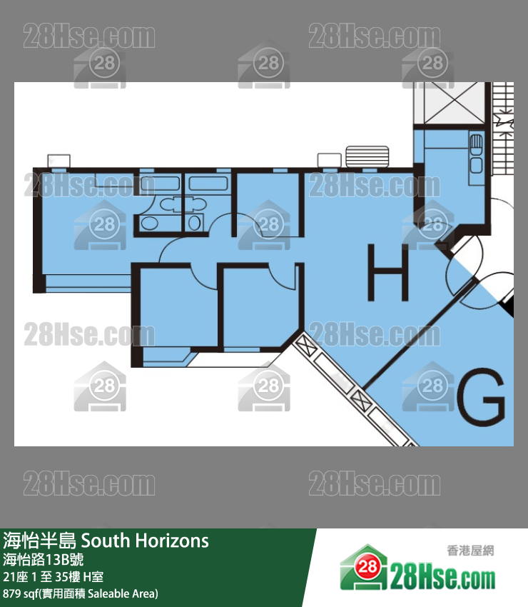 海怡半島 21座11樓 H室 平面圖