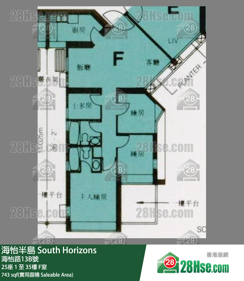 海怡半島 25座 34樓 F室 平面圖