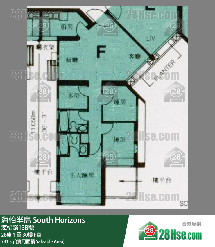 海怡半島 28座18樓 F室 平面圖