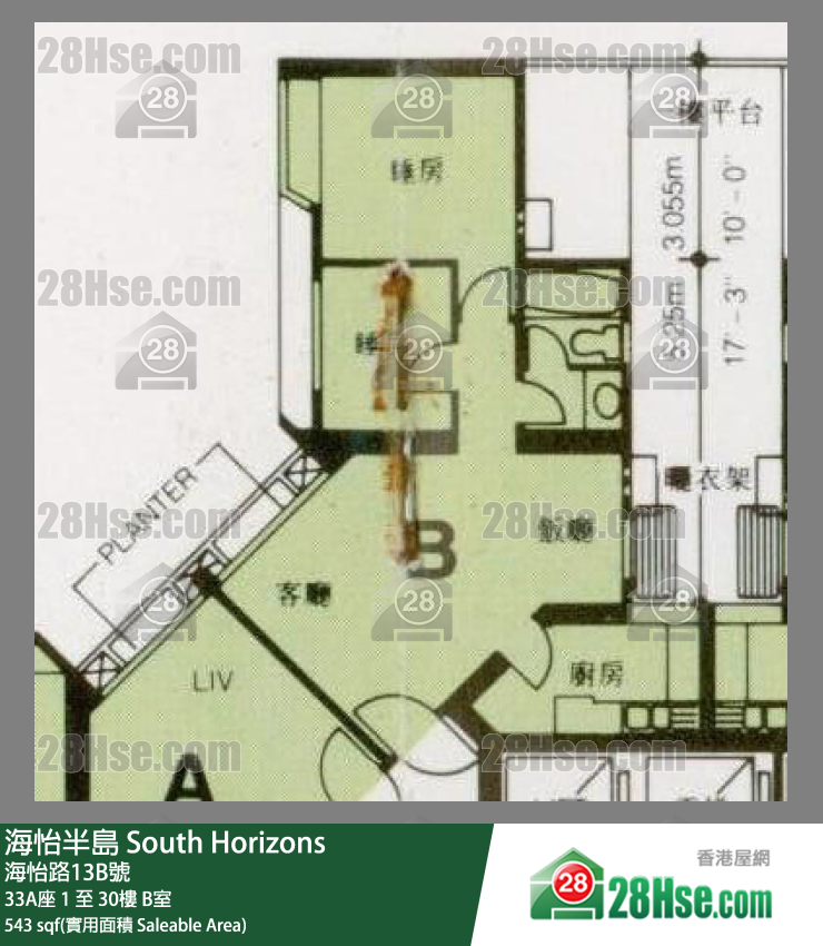 海怡半島 33A座26樓 B室 平面圖