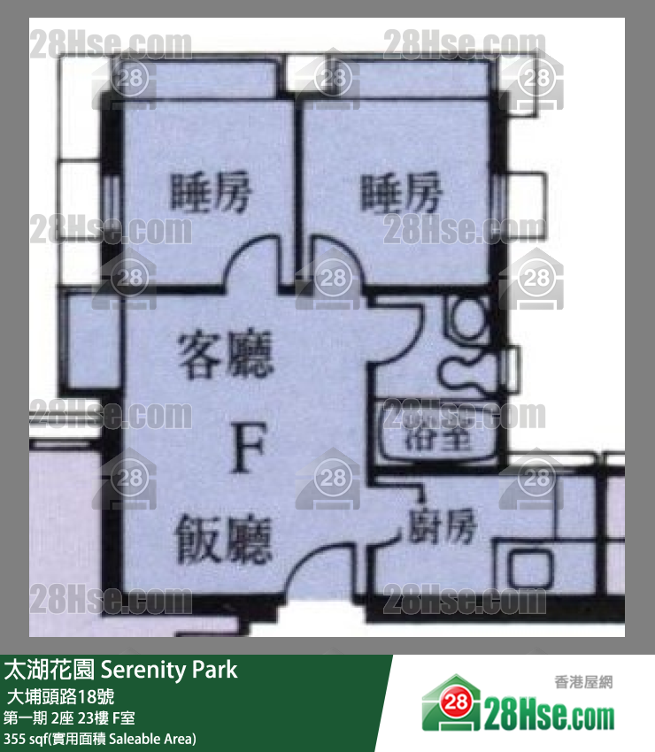 太湖花园 第一期2座23楼 F室 平面图