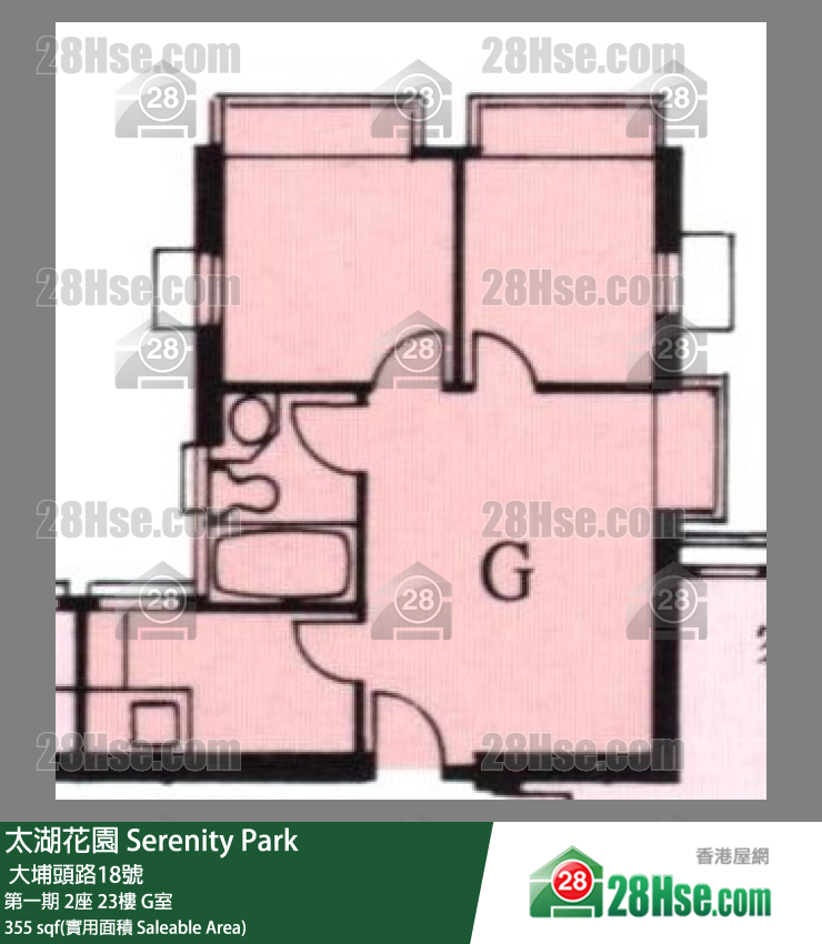 太湖花園 第一期2座23樓 G室 平面圖