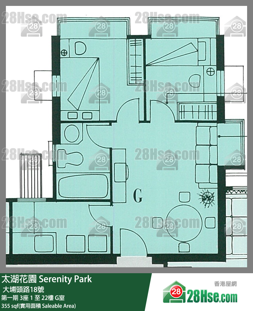 太湖花園 第一期3座21樓 G室 平面圖