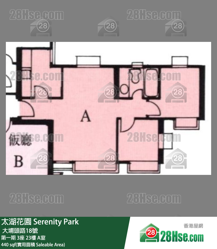 太湖花園 第一期 3座 23樓 A室 平面圖
