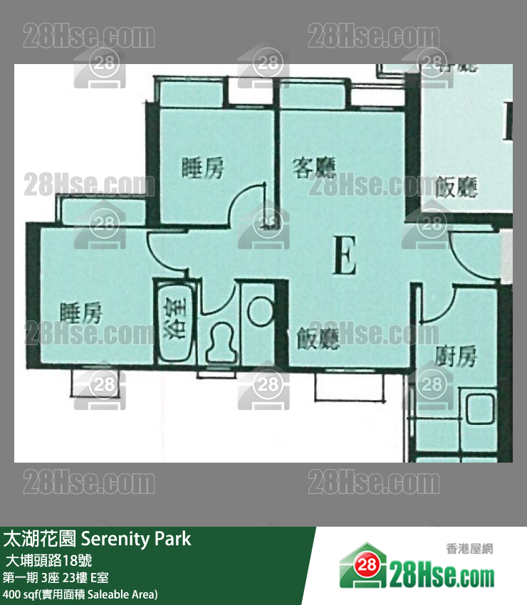 太湖花園 第一期3座23樓 E室 平面圖