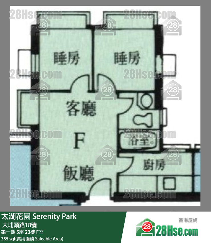 太湖花园 第一期5座23楼 F室 平面图