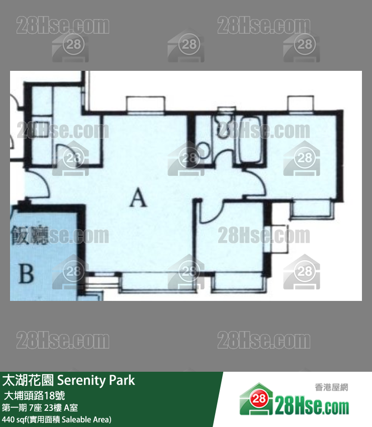 太湖花園 第一期7座23樓 A室 平面圖