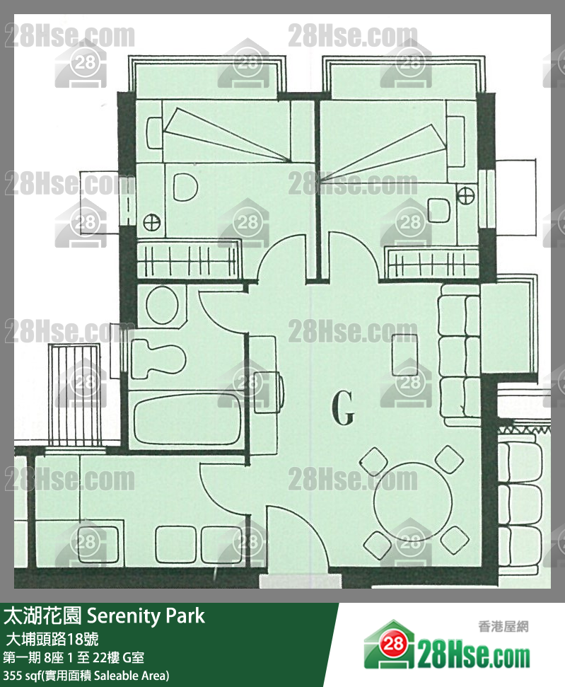 太湖花園 第一期8座19樓 G室 平面圖