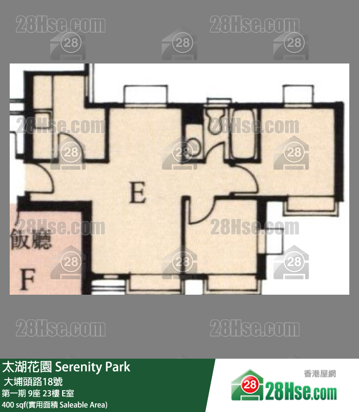 太湖花園 第一期9座23樓 E室 平面圖