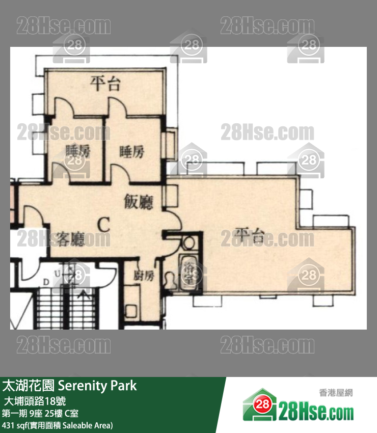 太湖花園 單位平面圖(由 28Hse 提供)