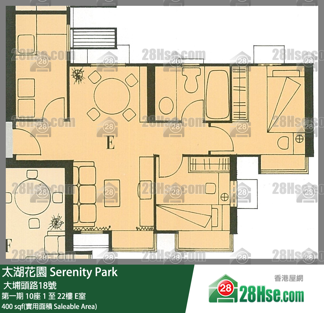 太湖花園 第一期10座15樓 E室 平面圖