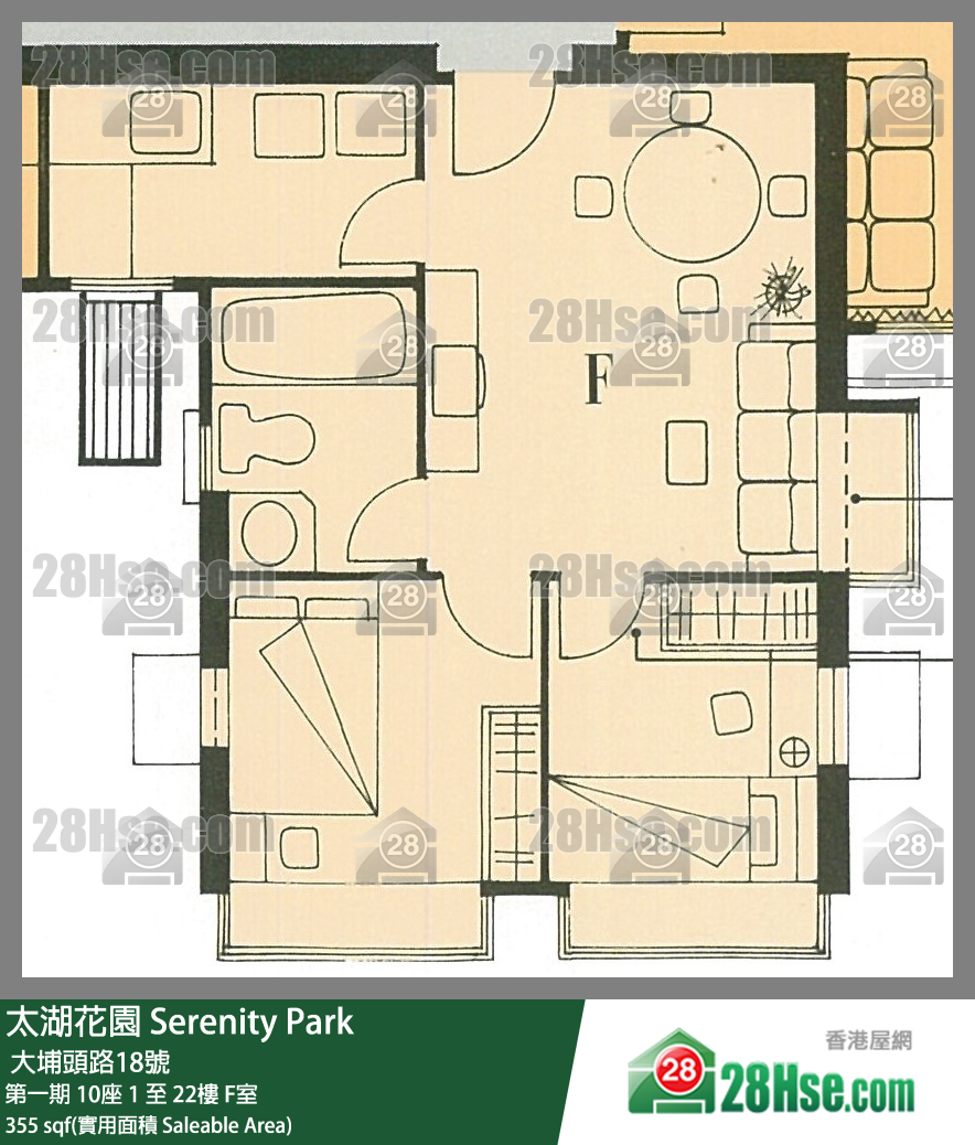 太湖花園 第一期10座15樓 F室 平面圖