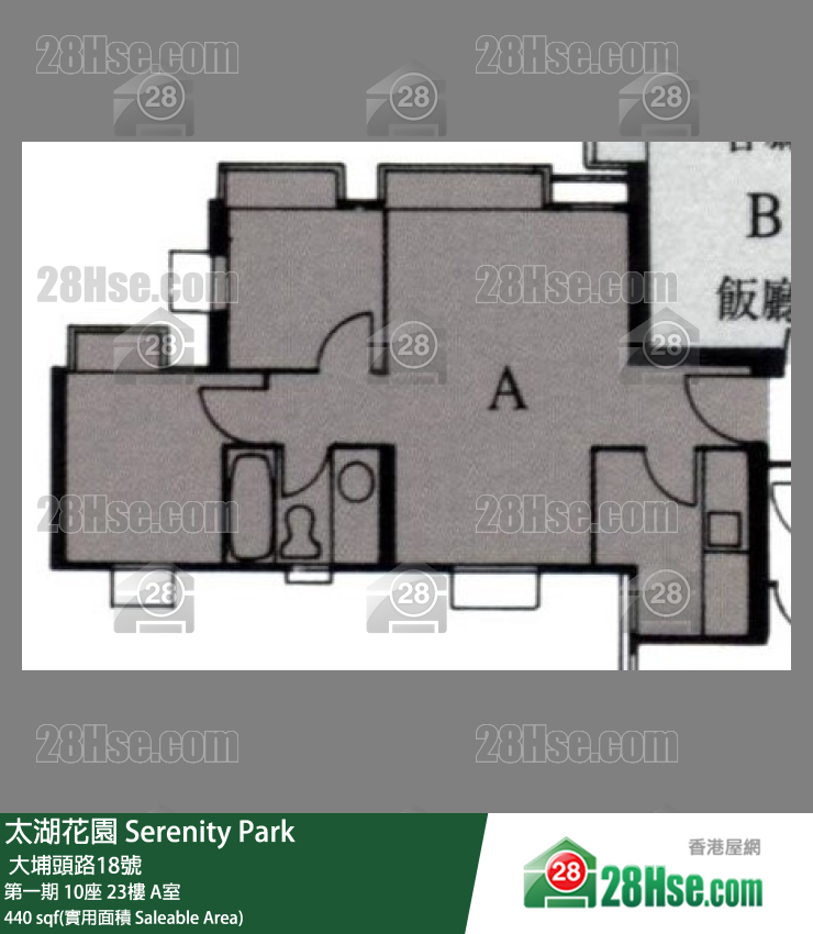 太湖花園 第一期10座23樓 A室 平面圖