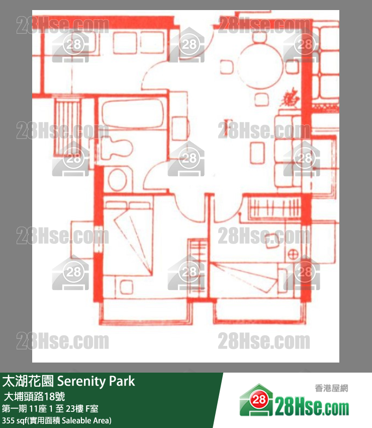 太湖花園 第一期11座6樓 F室 平面圖