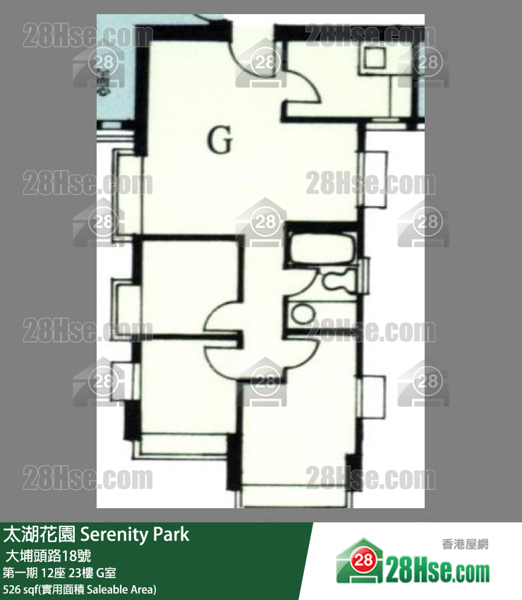 太湖花園 第一期12座23樓 G室 平面圖