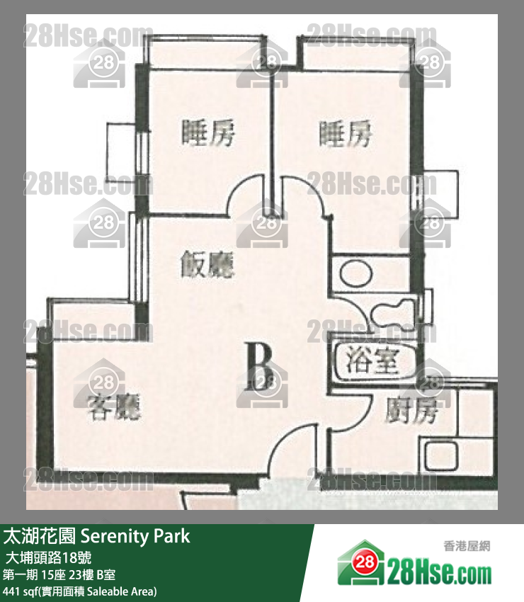 太湖花園 第一期 15座 23樓 B室 平面圖