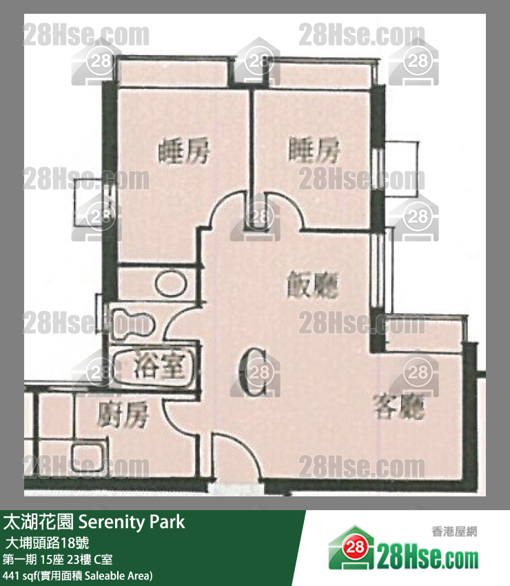 太湖花園 第一期 15座 23樓 C室 平面圖