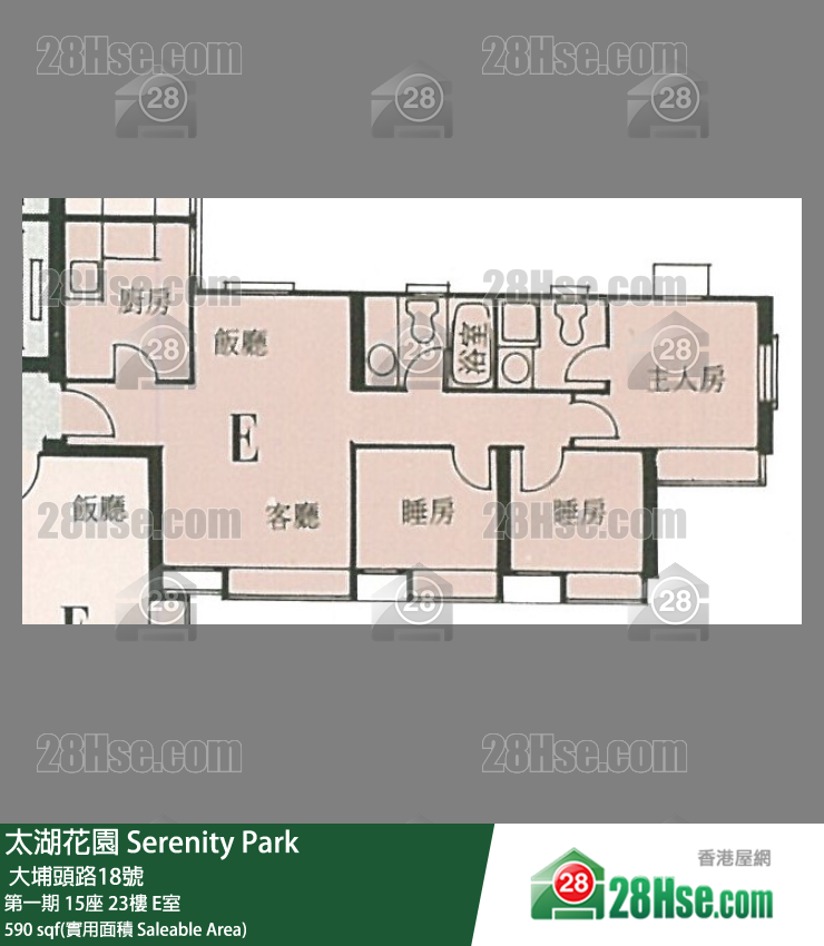 太湖花園 第一期15座23樓 E室 平面圖