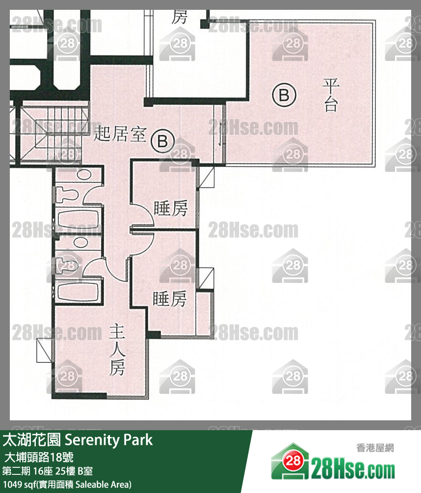 太湖花園 第二期 16座 25樓 B室 平面圖