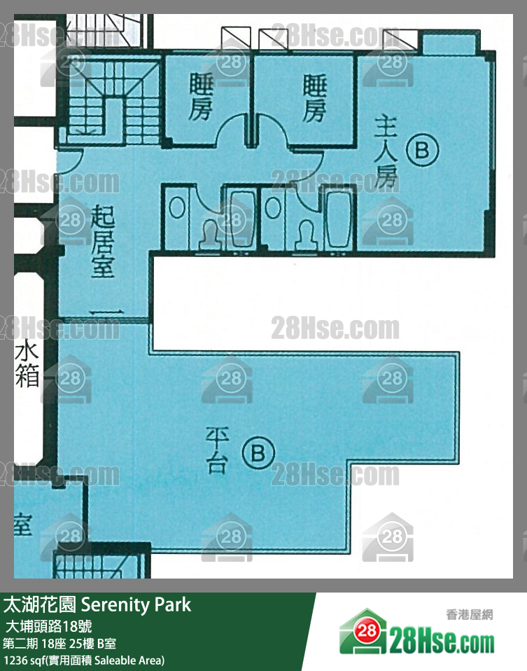 太湖花園 第二期18座25樓 B室 平面圖