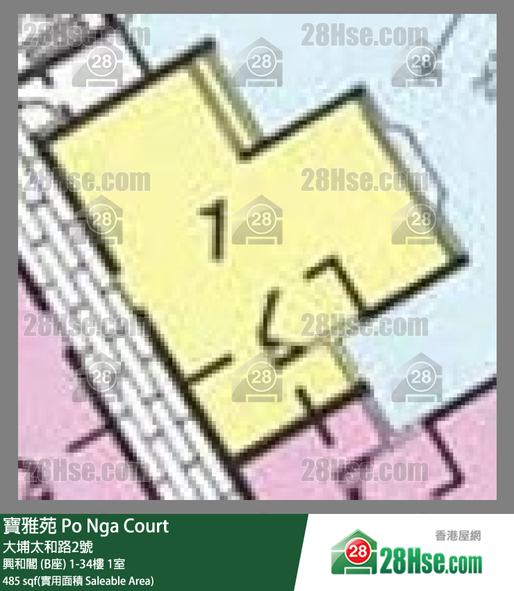 寶雅苑 興和閣 (B座)25樓 1室 平面圖