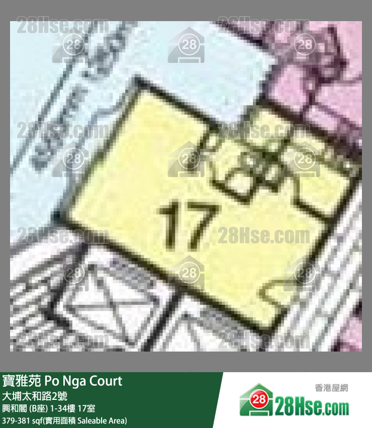 寶雅苑 興和閣 (B座)23樓 17室 平面圖