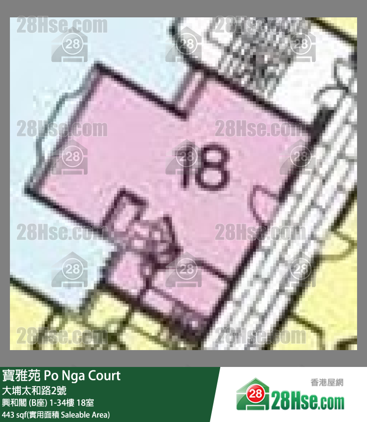 寶雅苑 興和閣 (B座)7樓 18室 平面圖