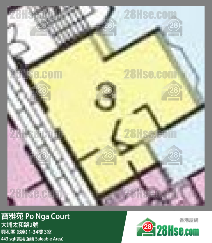 寶雅苑 興和閣 (B座)14樓 3室 平面圖