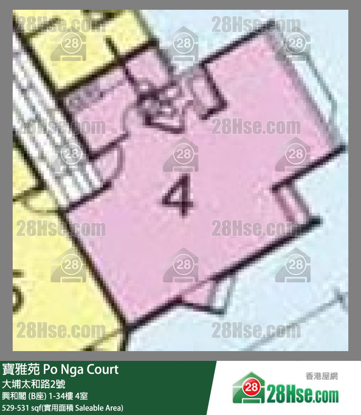 寶雅苑 興和閣 (B座)3樓 4室 平面圖