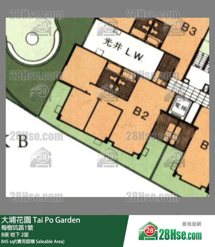 大埔花園 B座 2室 平面圖