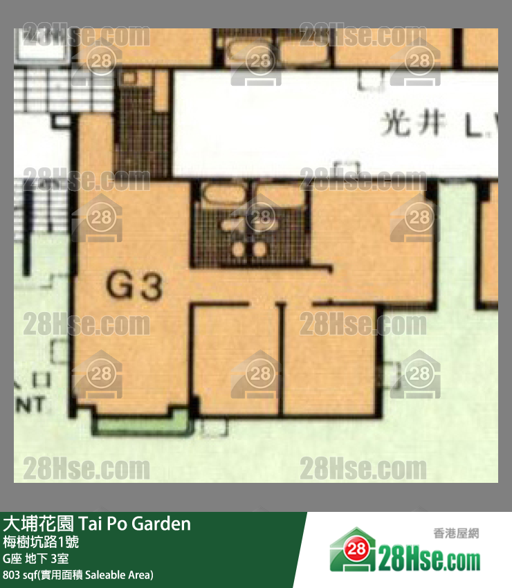 大埔花园 G座地下 3室 平面图
