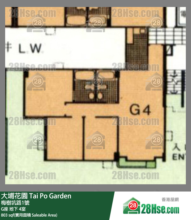 大埔花园 G座地下 4室 平面图