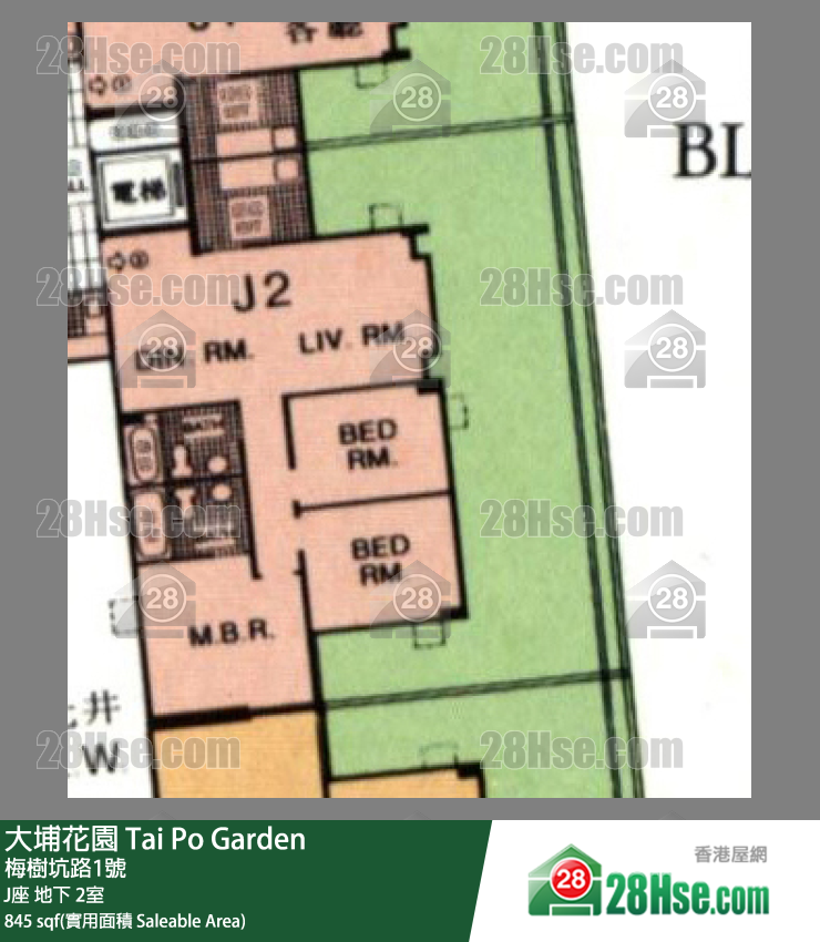 大埔花园 J座地下 2室 平面图