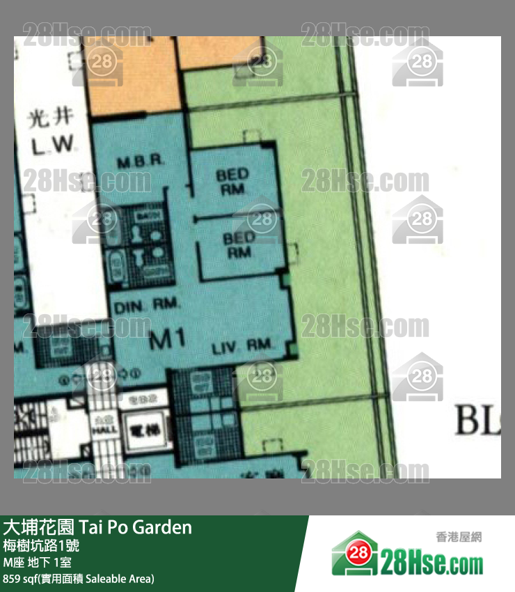 大埔花園 M座 1室 平面圖