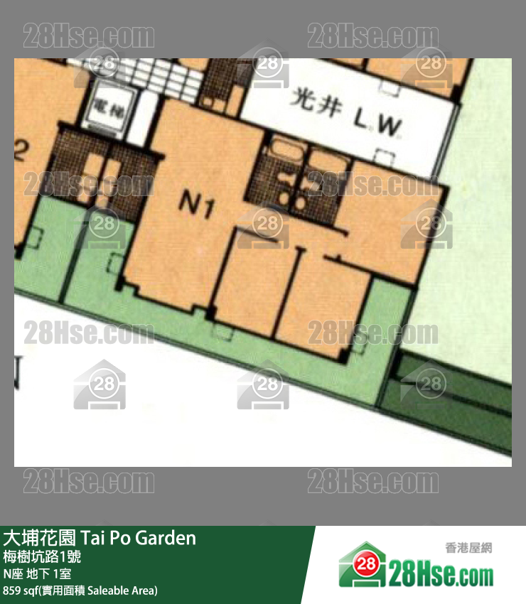 大埔花園 N座 1室 平面圖