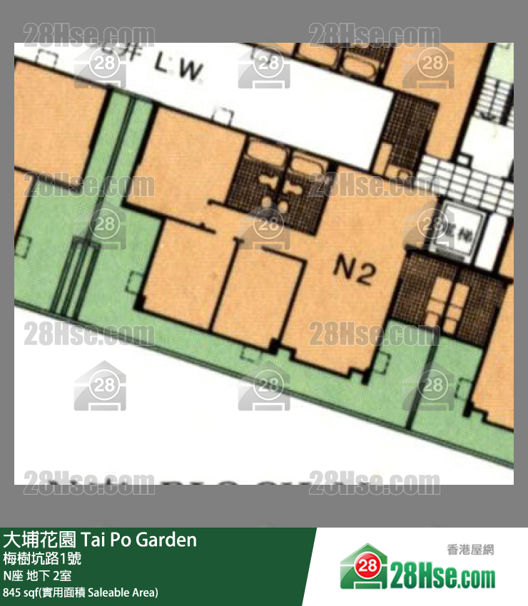 大埔花園 N座地下 2室 平面圖