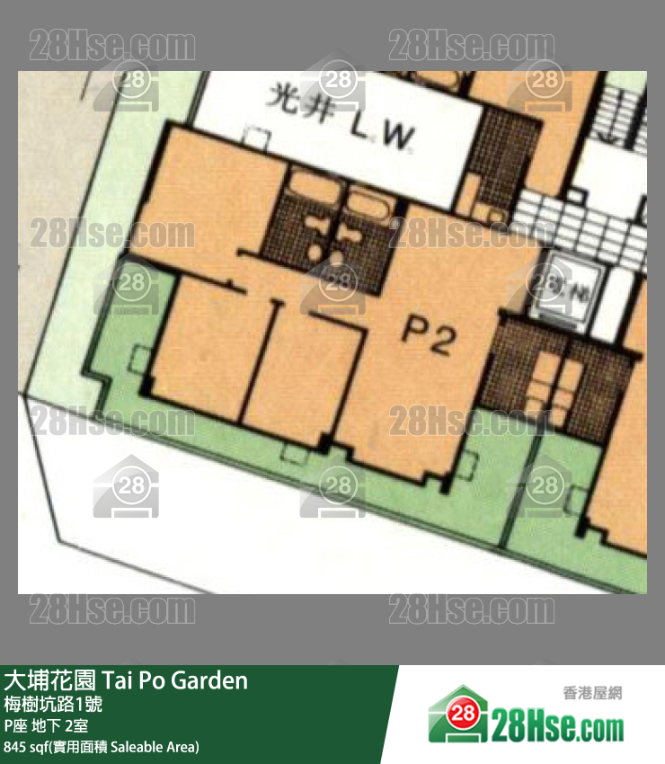 大埔花園 P座地下 2室 平面圖