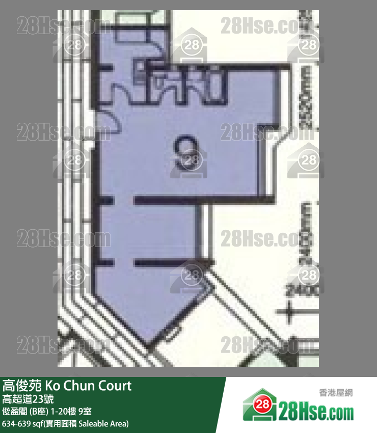 高俊苑 俊盈閣 (B座)18樓 9室 平面圖
