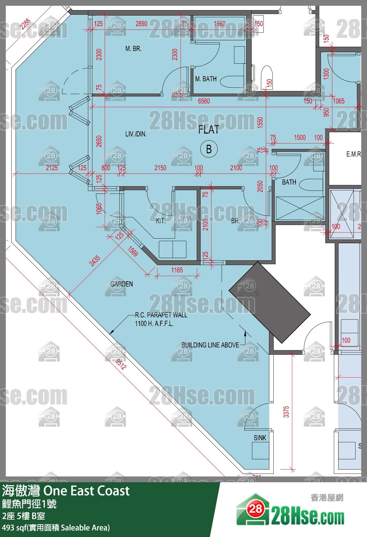 海傲灣 2座 5樓 B室 平面圖
