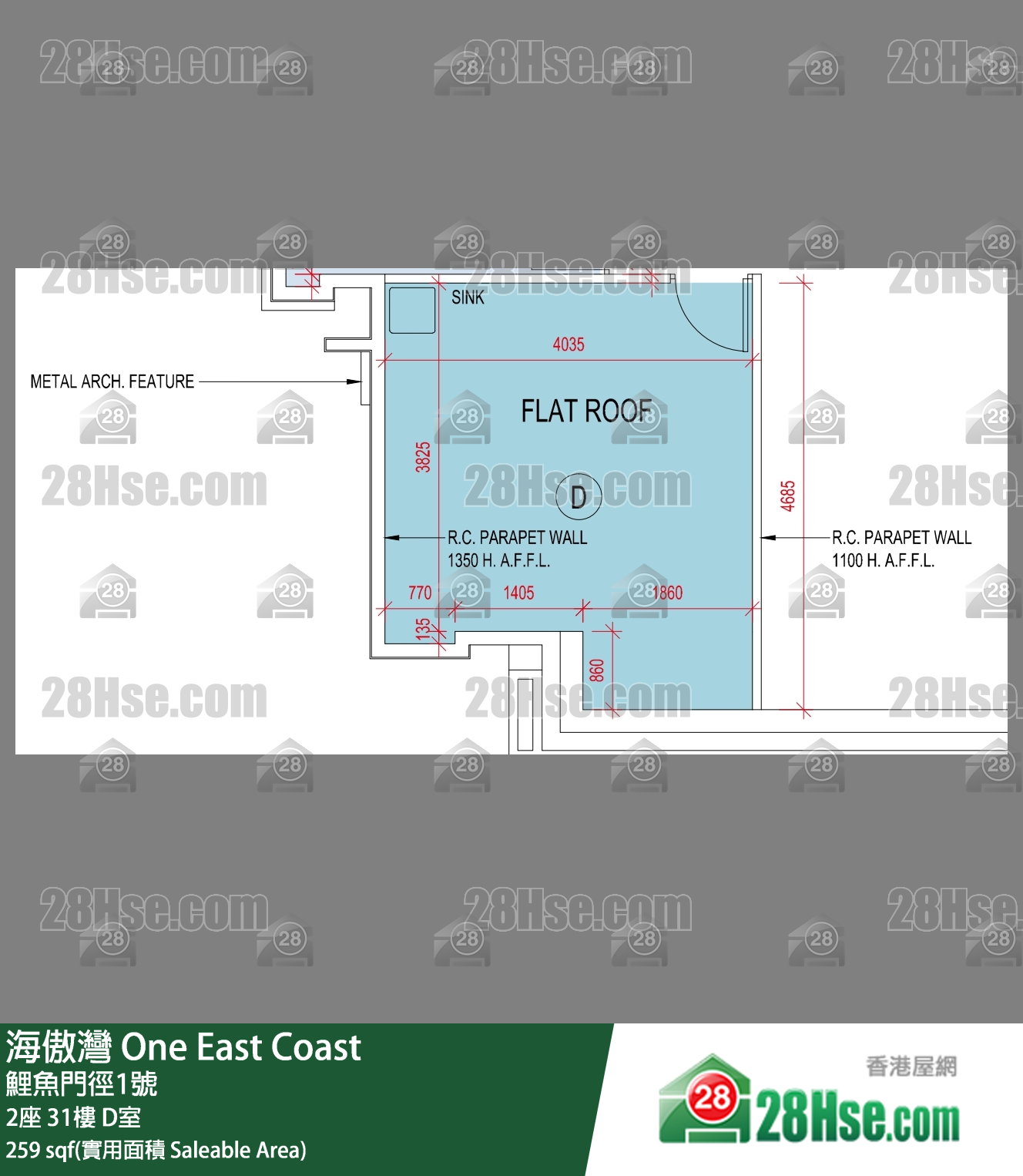 海傲灣 2座 31樓 D室 平面圖