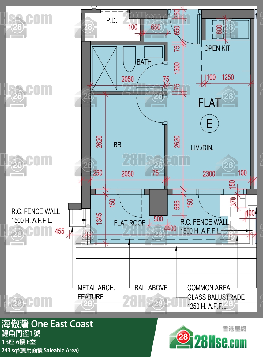 海傲湾 1B座 6楼 E室 平面图