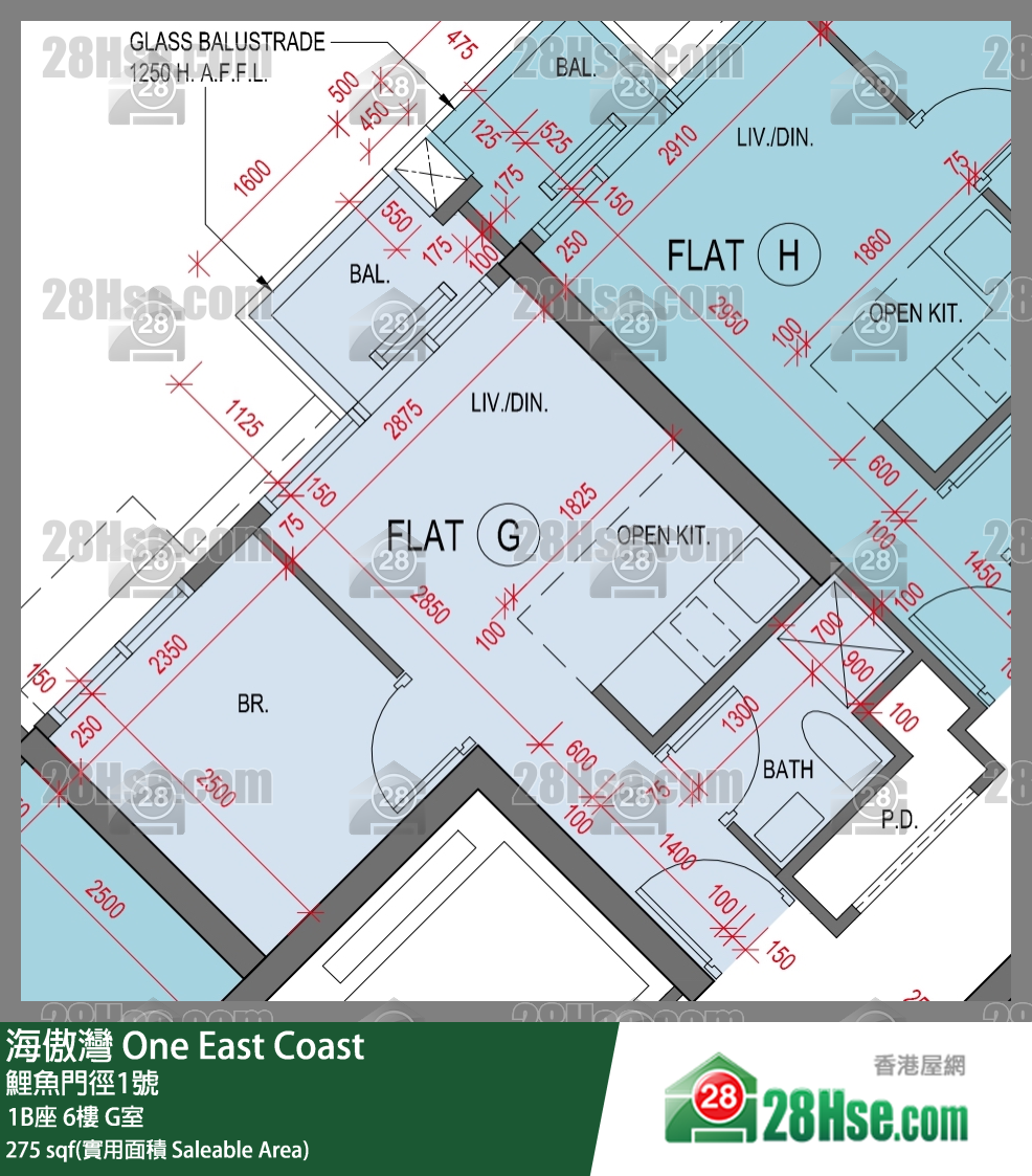 海傲灣 1B座 6樓 G室 平面圖