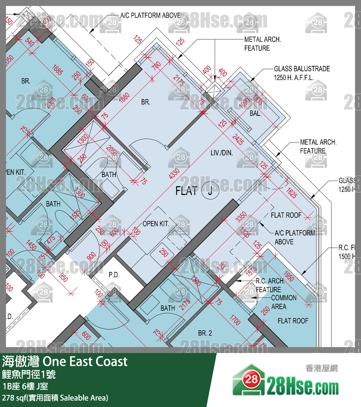 海傲灣 1B座 6樓 J室 平面圖