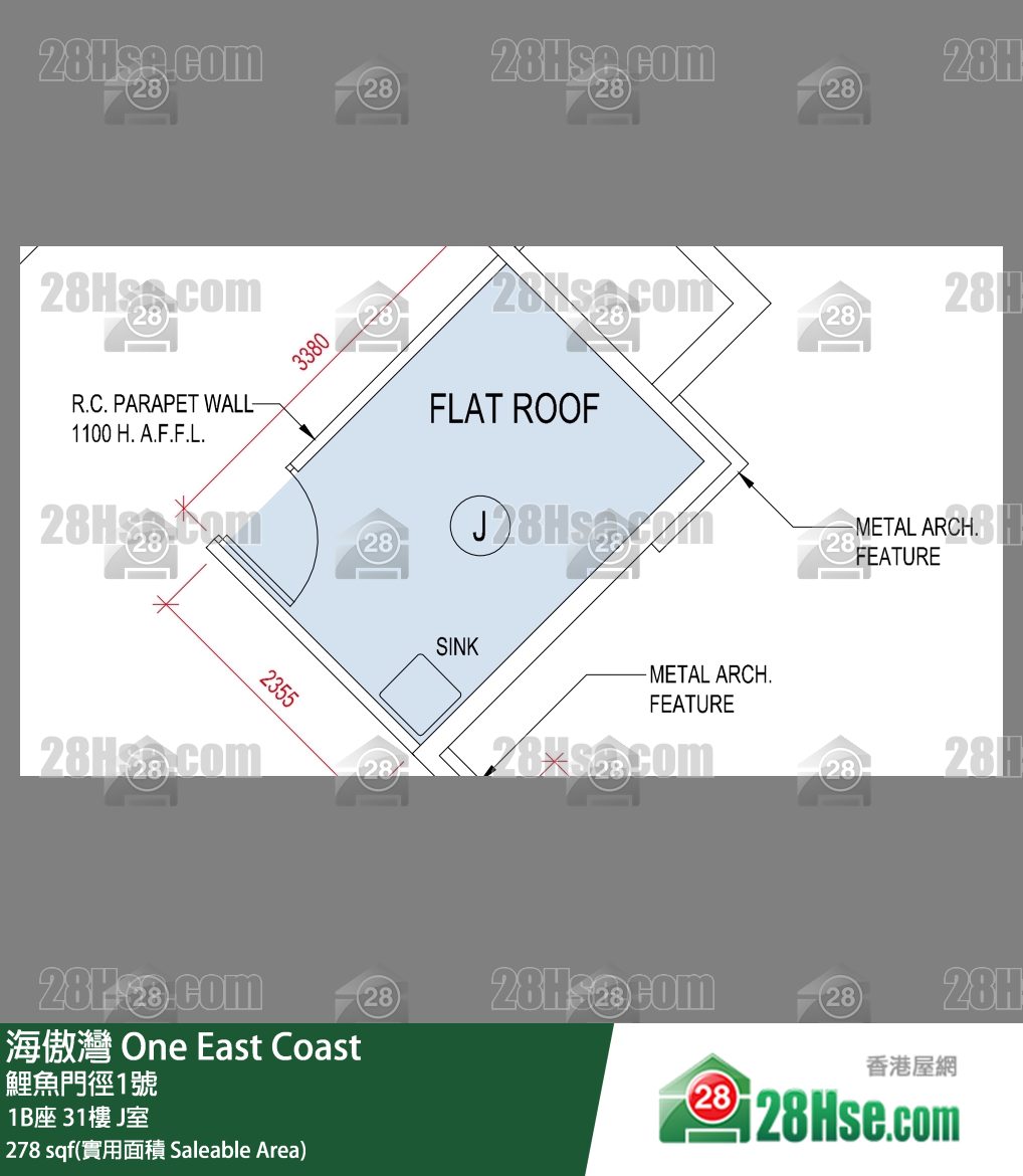 海傲灣 1B座 31樓 J室 平面圖