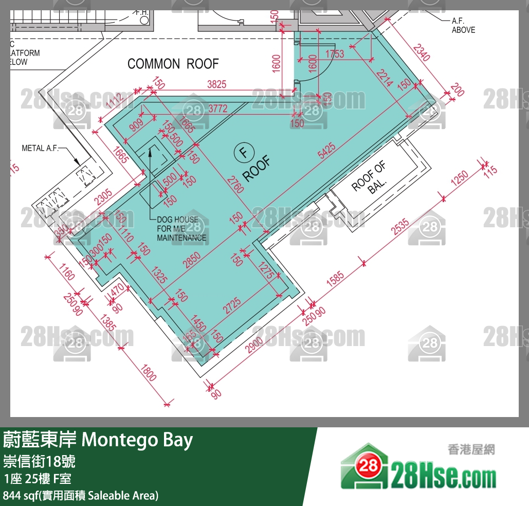 蔚藍東岸 1座25樓 F室 平面圖