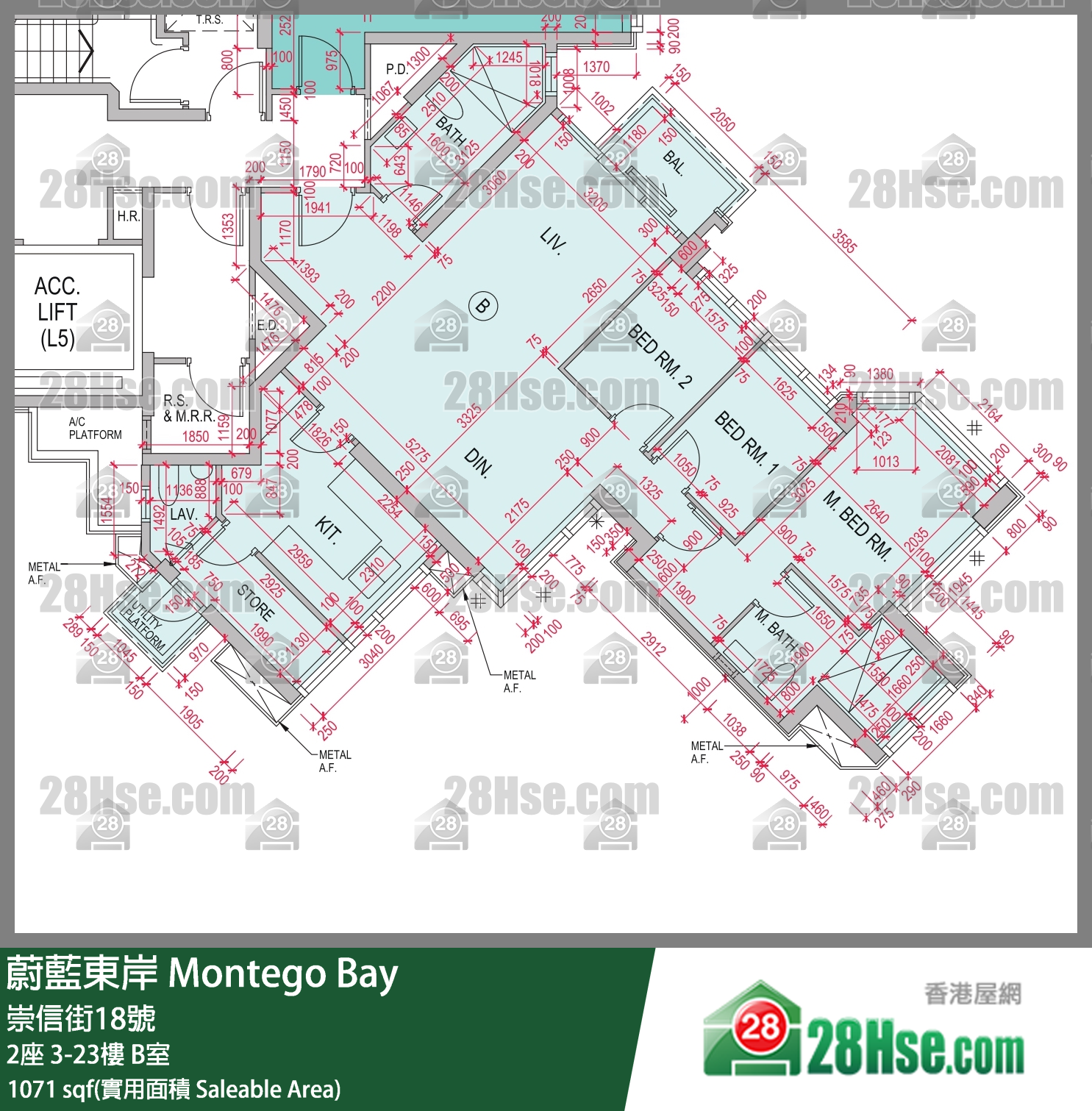 蔚蓝东岸 2座5楼 B室 平面图