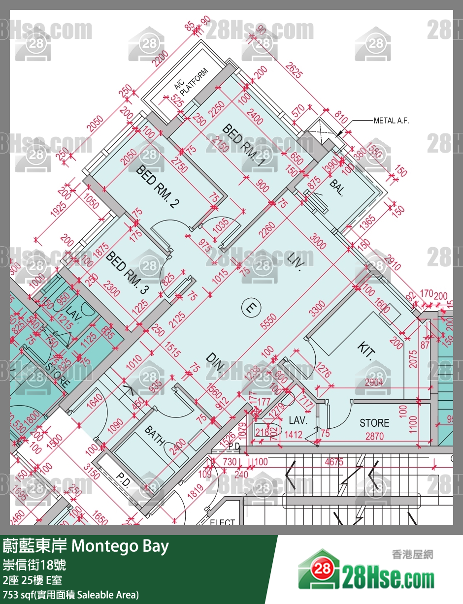 Montego Bay,  Flat E, 25/f, Tower 2 FloorPlan