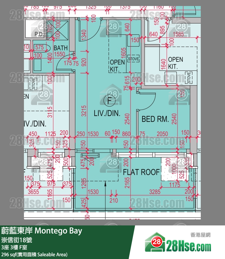 蔚蓝东岸 3座 3楼 F室 平面图